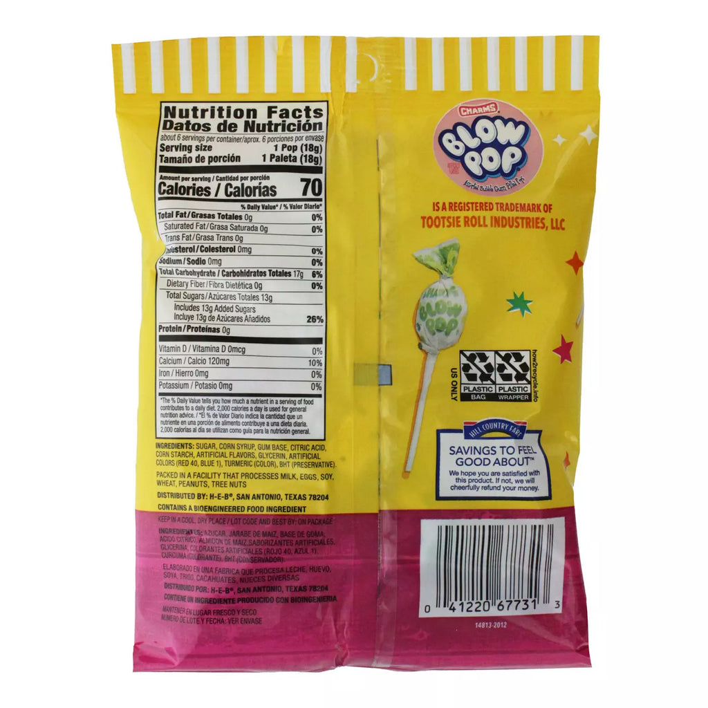 Hill Country Fare Assorted Blow Pop Lollipops – Bubble Gum Filled Candy