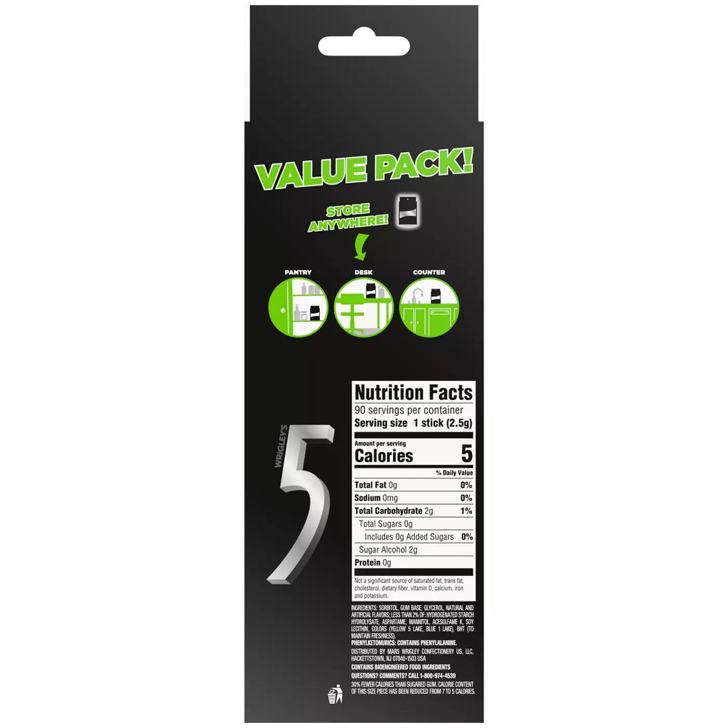 Spearmint Rain Sugar Free Gum – 6 Value Pack