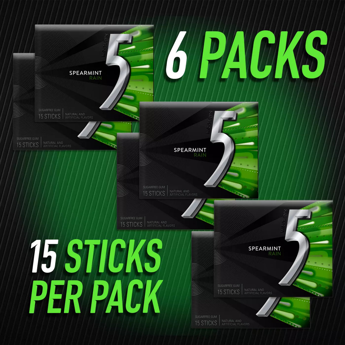 Spearmint Rain Sugar Free Gum – 6 Value Pack