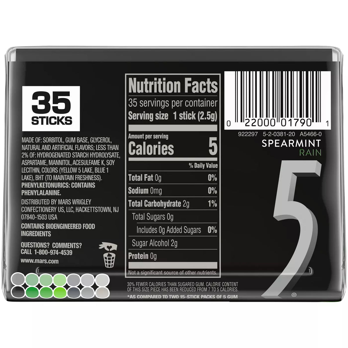 Spearmint Rain Sugar Free Chewing Gum