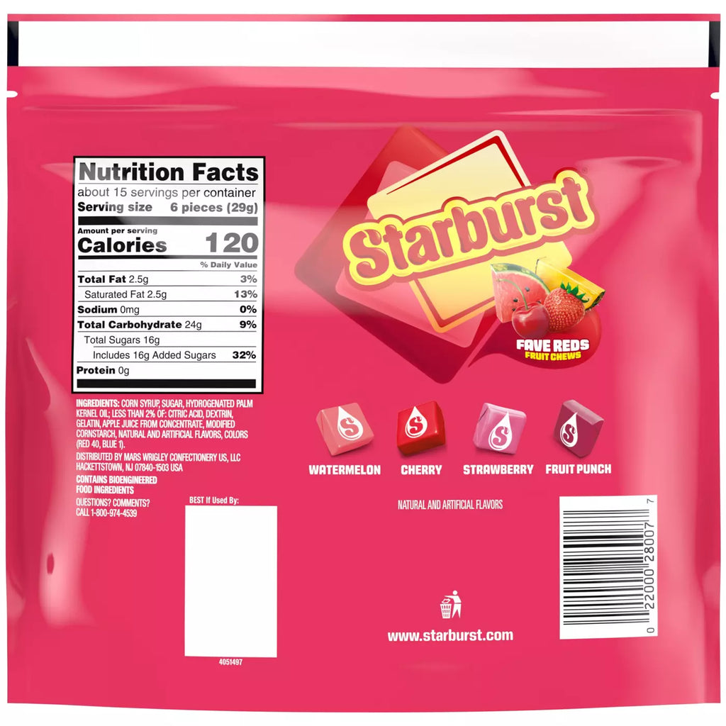 Starburst FaveReds Fruit Chews Candy - Sharing Size