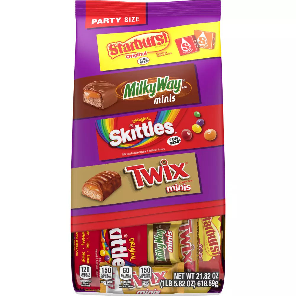 Twix, Milky Way, Skittles, & Starburst Assorted Minis Candy - Party Size