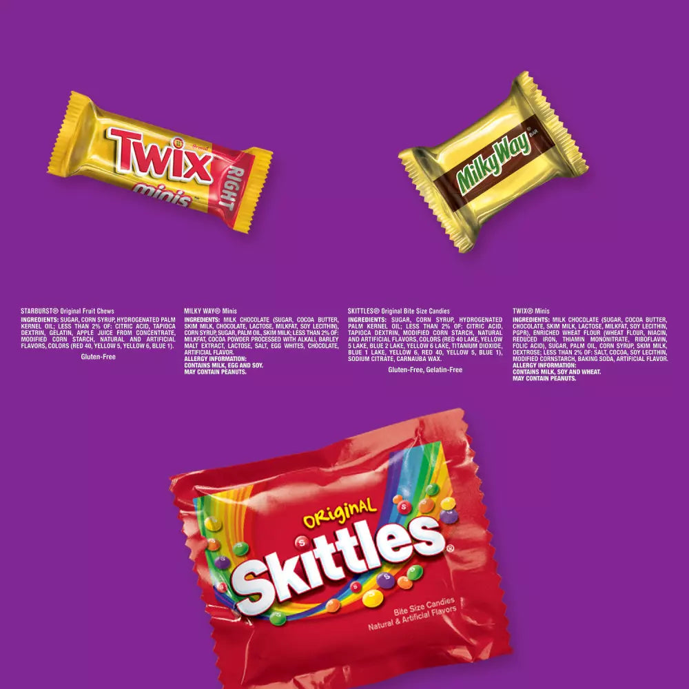 Twix, Milky Way, Skittles, & Starburst Assorted Minis Candy - Party Size