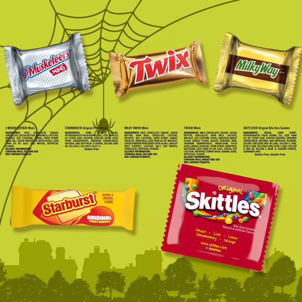 Milky Way, Starburst, Skittles & Twix Assorted Fun Size Halloween Candy