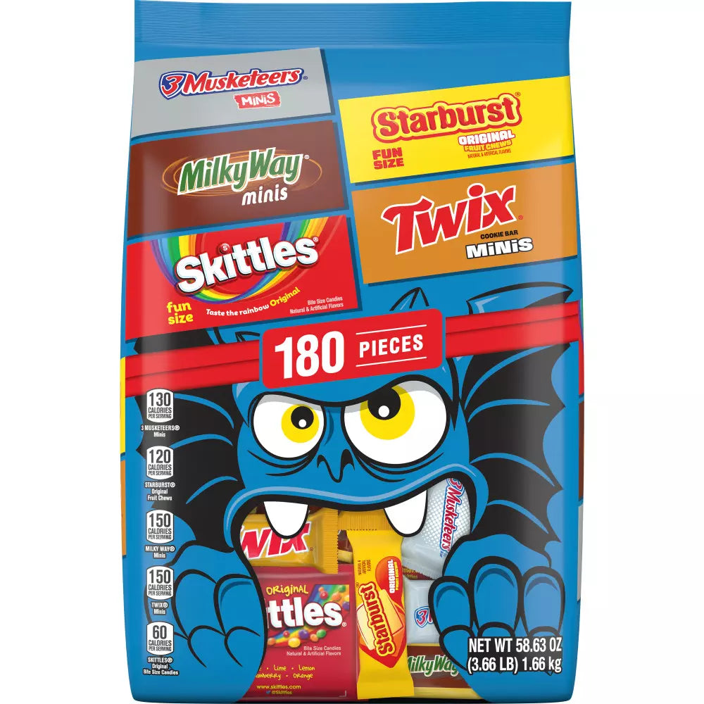 Milky Way, Starburst, Skittles & Twix Assorted Fun Size Halloween Candy