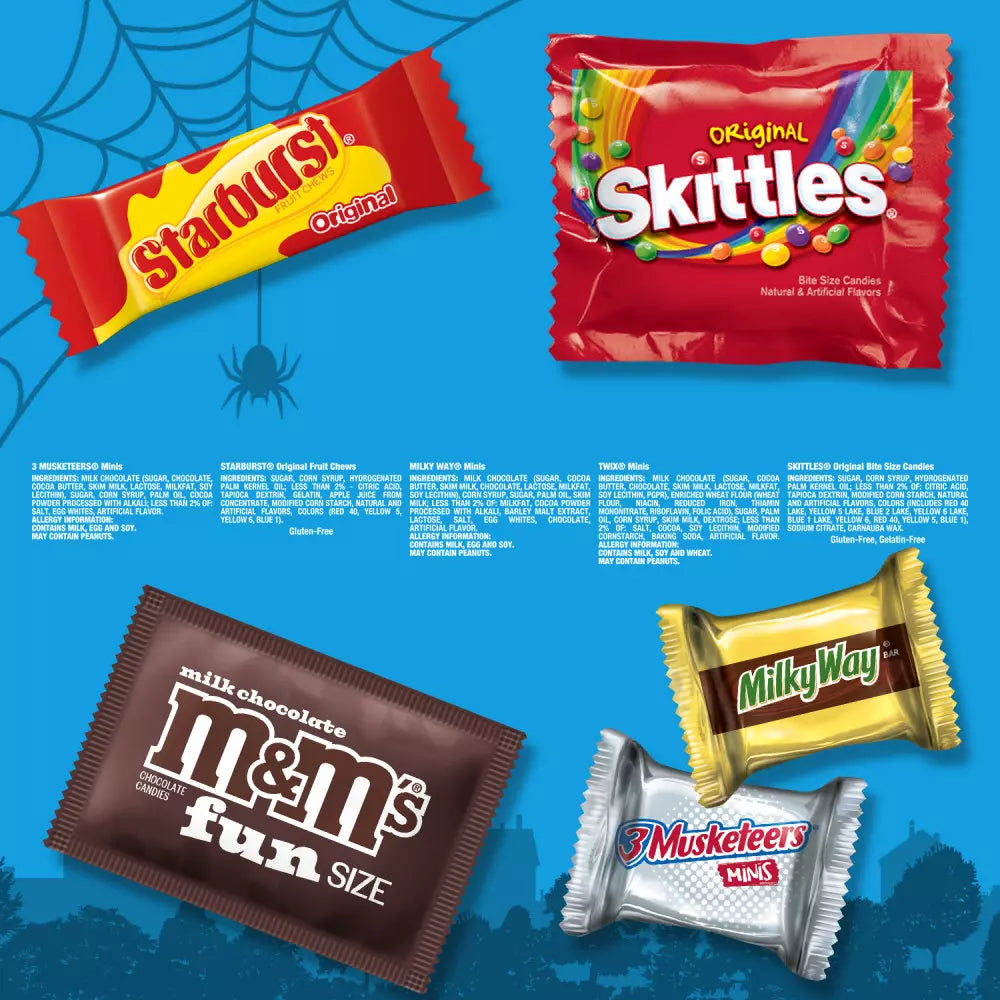 Milky Way, Starburst, Skittles & Twix Assorted Fun Size Trick or Treat Halloween Candy