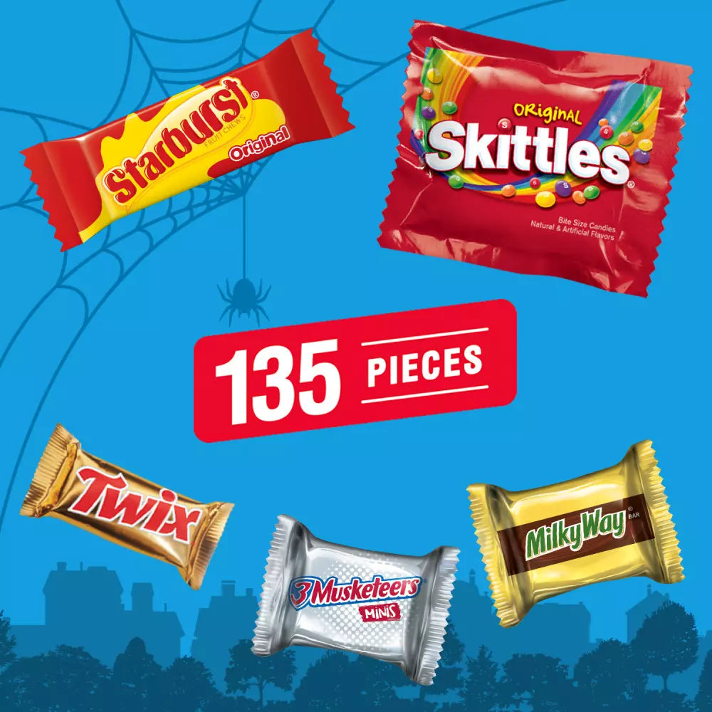 Milky Way, Starburst, Skittles & Twix Assorted Fun Size Trick or Treat Halloween Candy