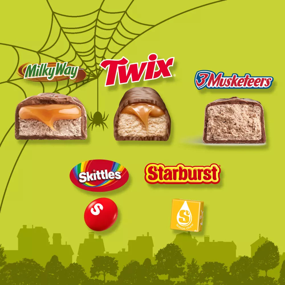 Milky Way, Starburst, Skittles & Twix Assorted Fun Size Trick or Treat Halloween Candy