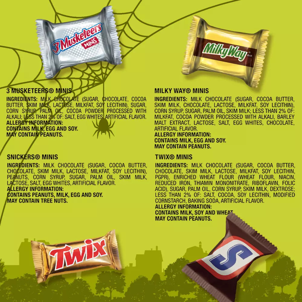 Minis Milk Chocolate Individually Wrapped Halloween Candy Variety Pack