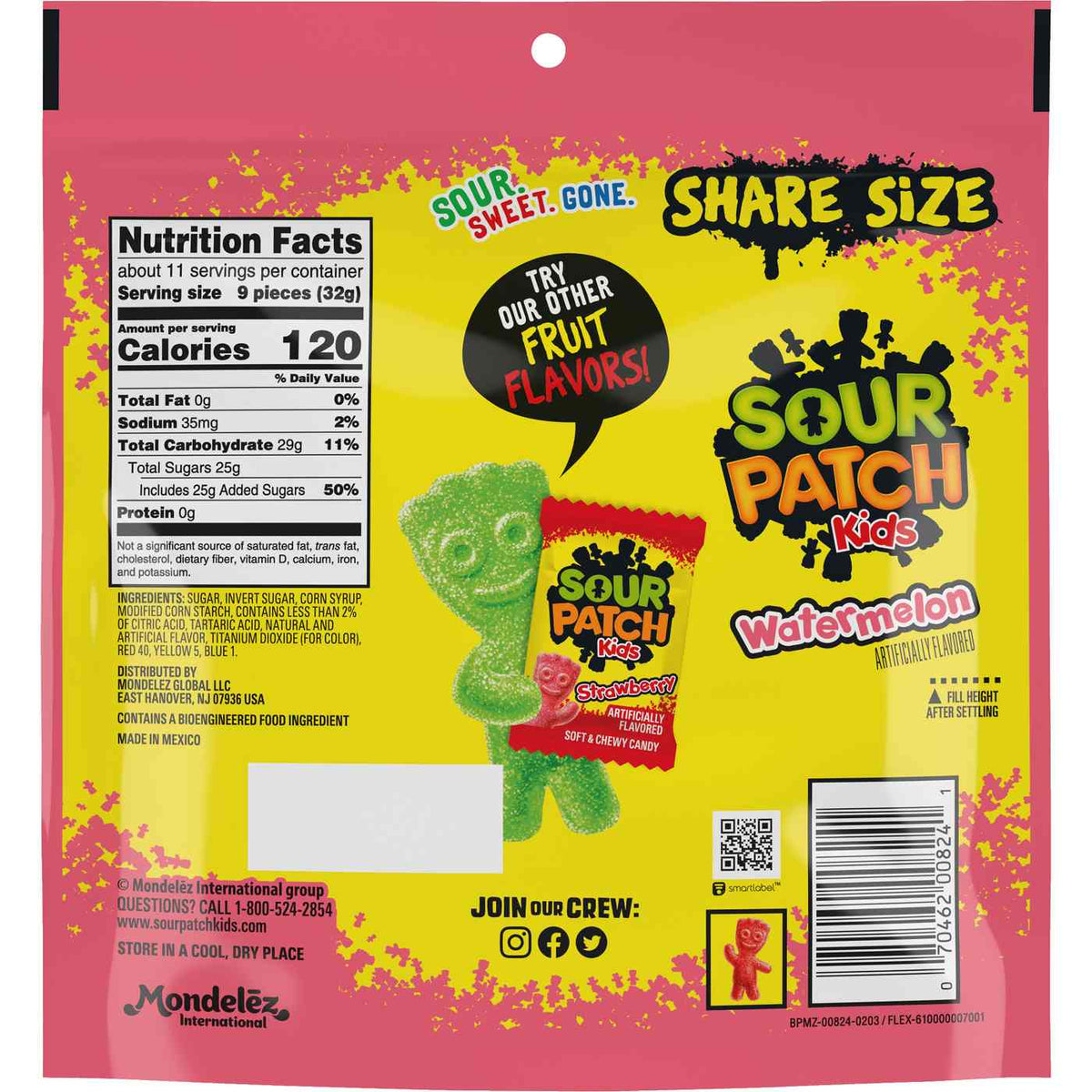 Sour Patch Kids Watermelon Soft & Chewy Candy - Share Size