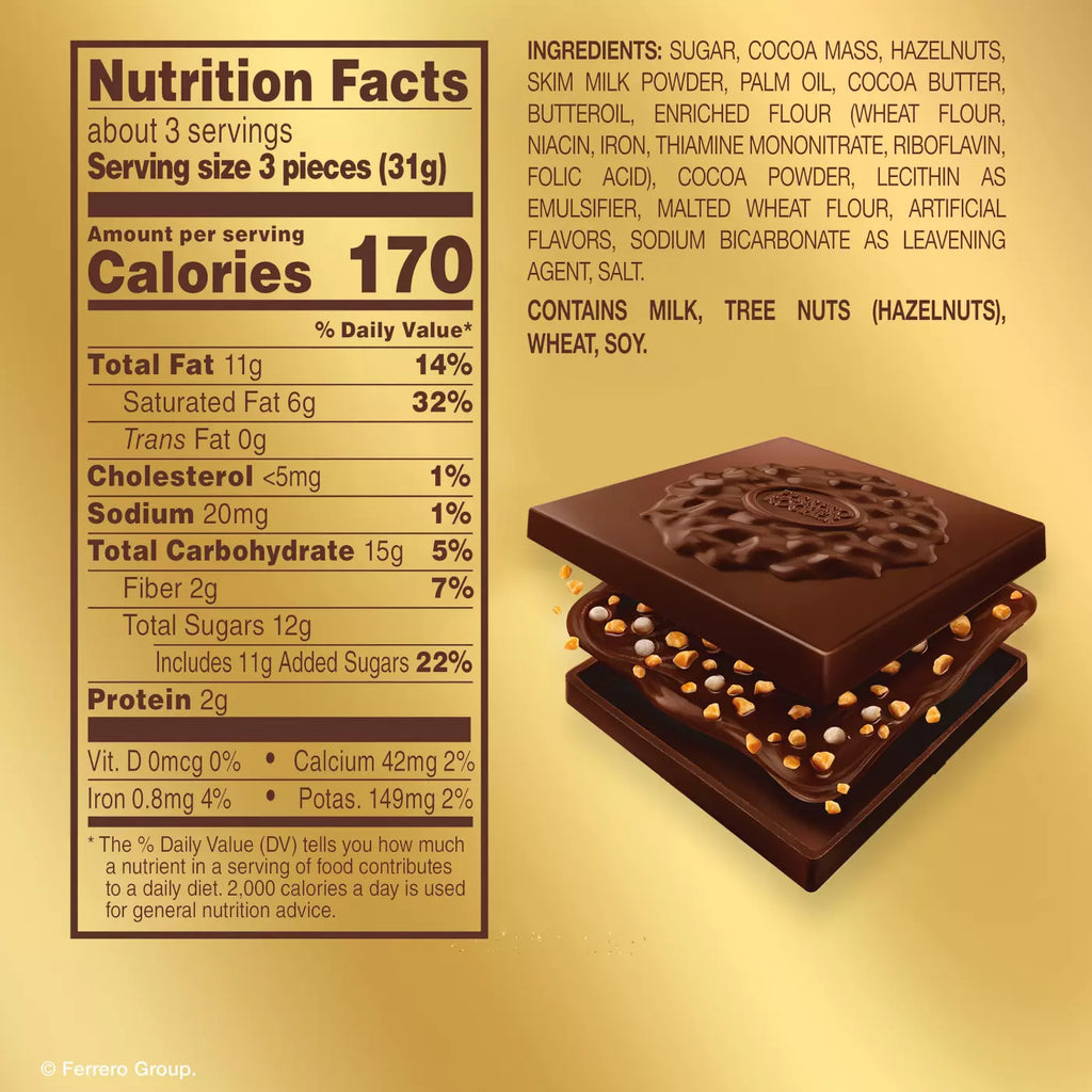 Dark Chocolate Hazelnut Squares, 10 pc