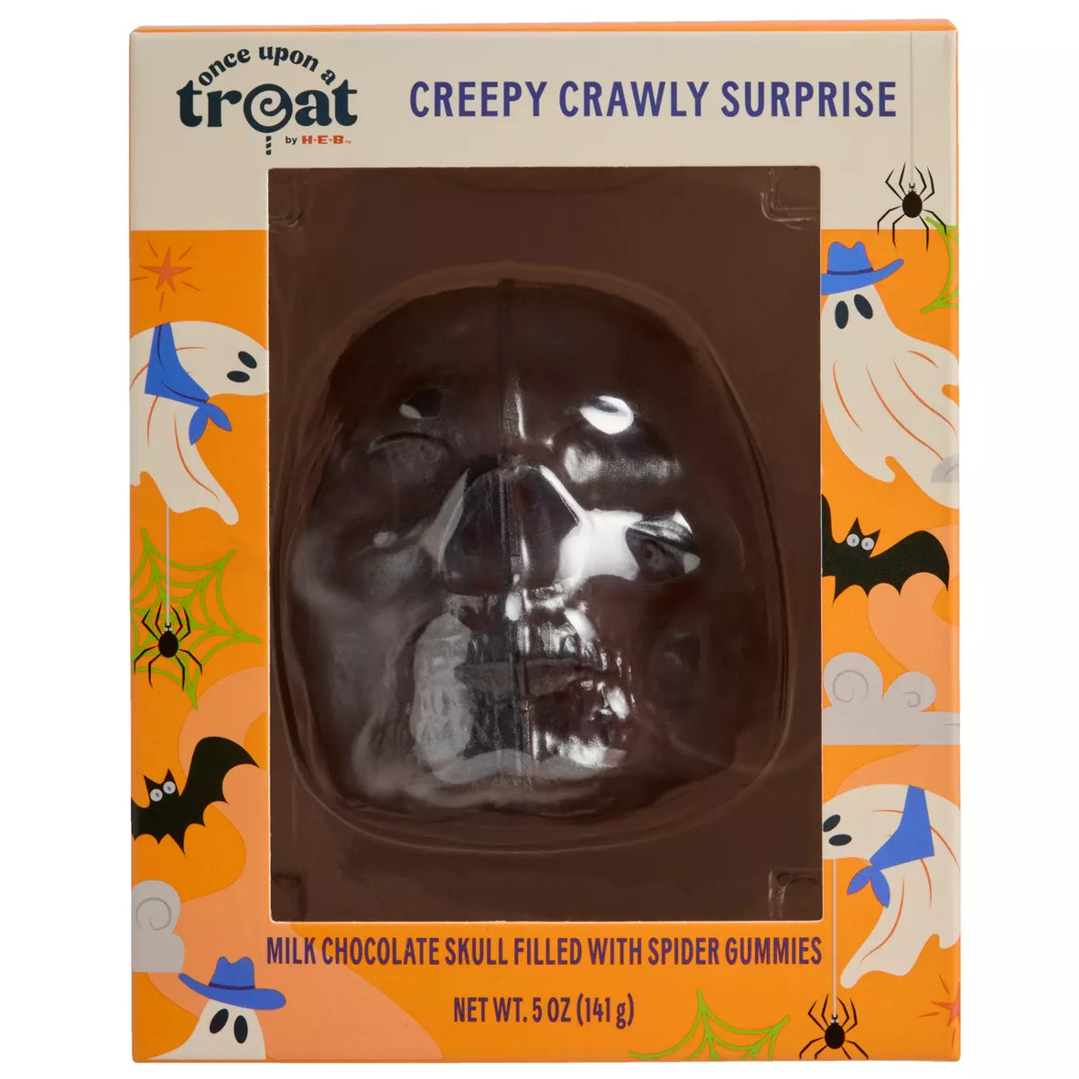 Milk Chocolate Skull Filled With Spider Gummies