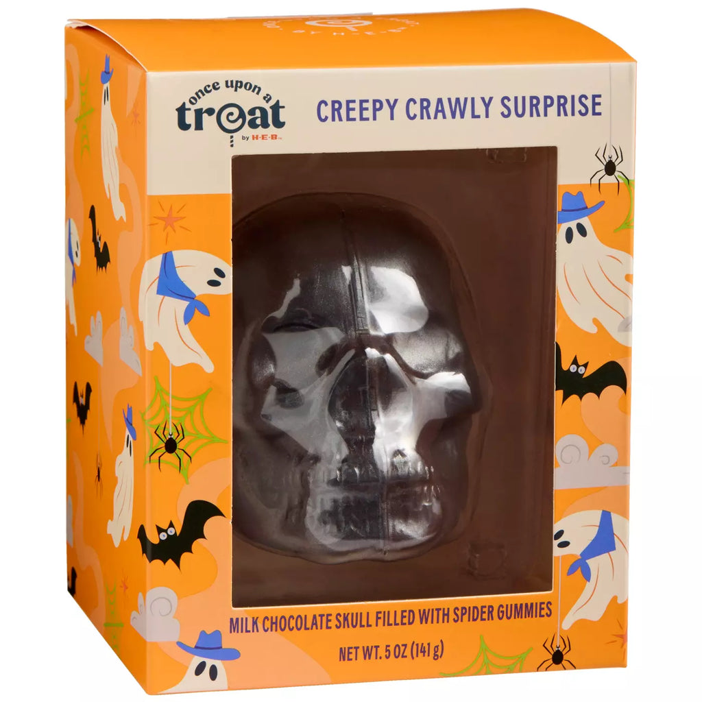 Milk Chocolate Skull Filled With Spider Gummies