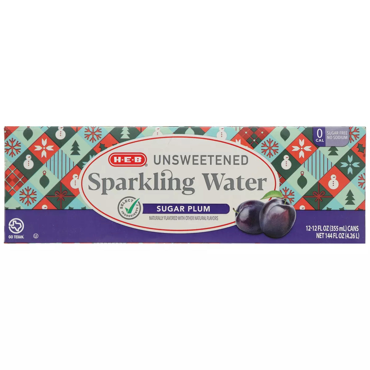 Unsweetened Sugar Plum Sparkling Water – 12 pk Cans