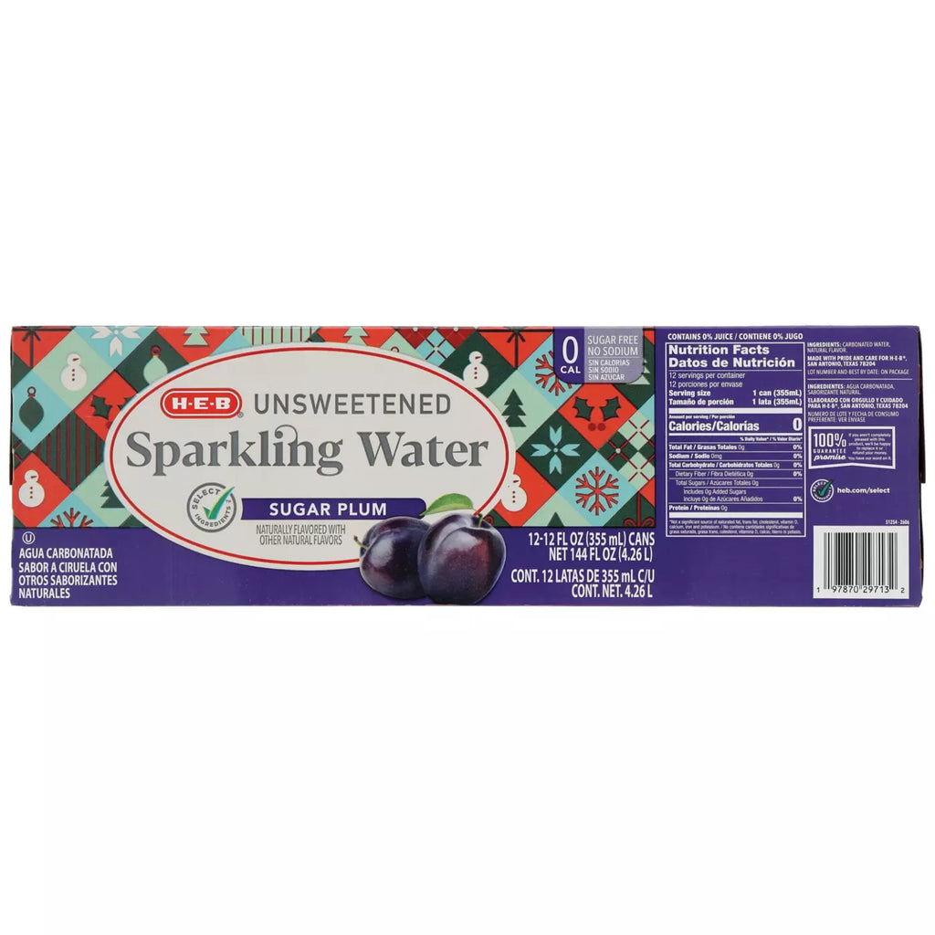 Unsweetened Sugar Plum Sparkling Water – 12 pk Cans