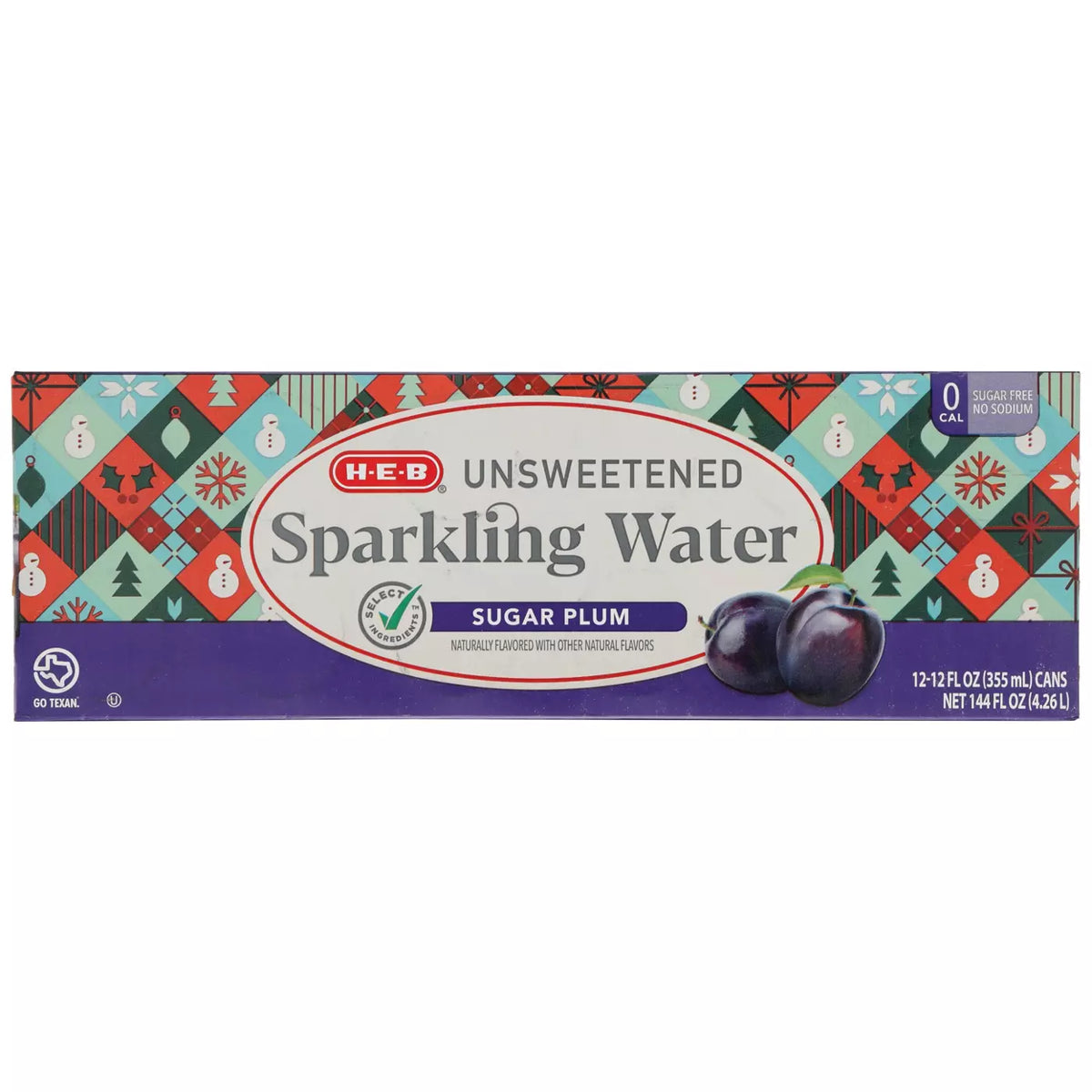 Unsweetened Sugar Plum Sparkling Water – 12 pk Cans