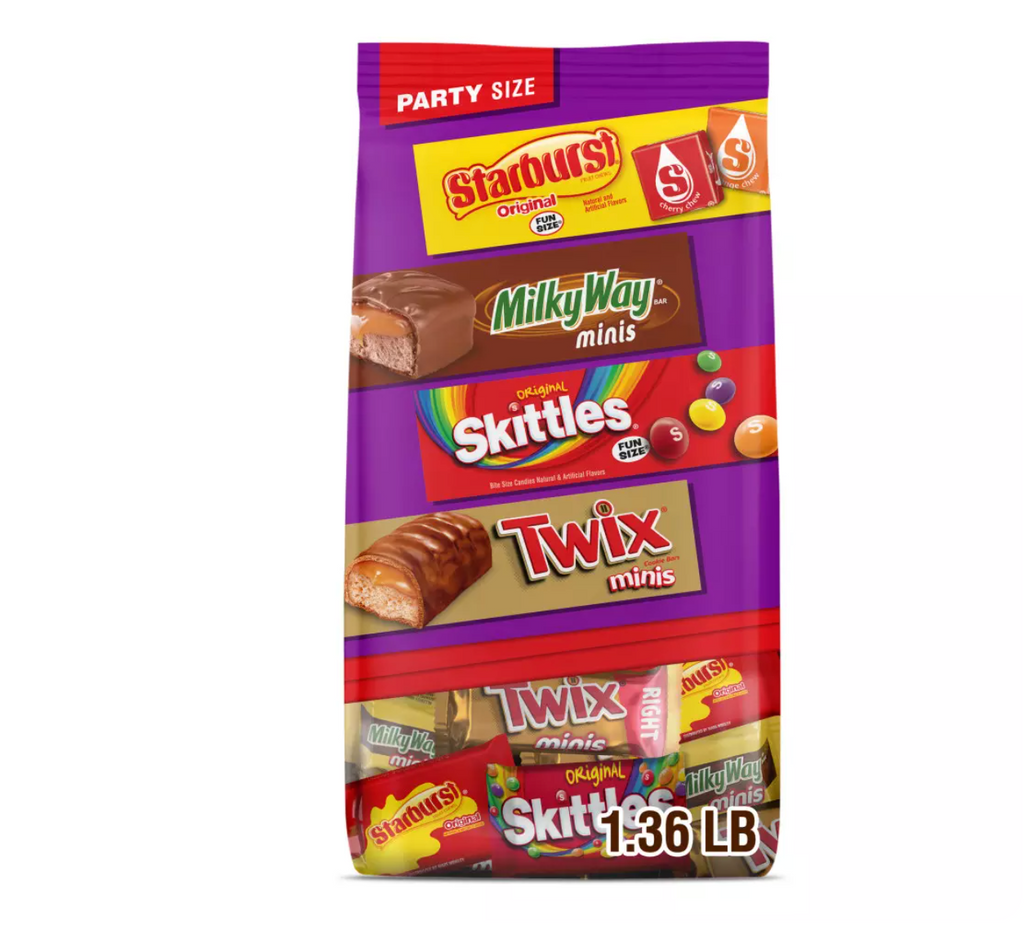 Twix, Milky Way, Skittles, & Starburst Assorted Minis Candy - Party Size